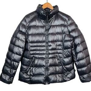 Andrew Marc Puffer Down Jacket Black Mock Neck Full Zip - XL